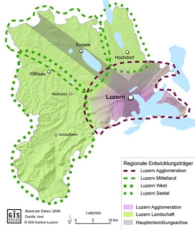 Der Richtplan gibt die Entwicklungsachsen im Kanton Luzervor.