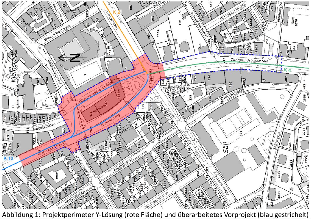 So könnte die Y-Lösung für den Verkehr am Pilatusplatz aussehen.