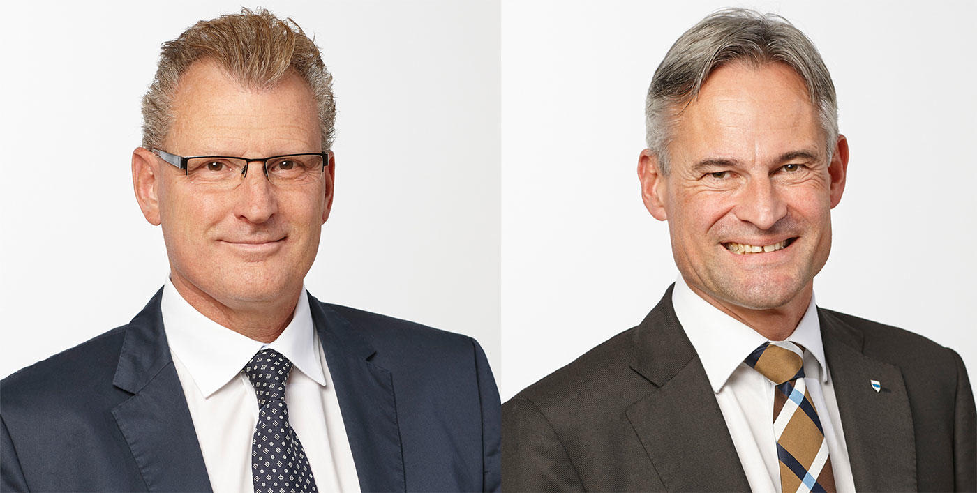 Ärgern sich über die Kampagne: Der Zuger Finanzdirektor Heinz Tännler (links) und Volkswirtschaftsdirektor Matthias Michel.