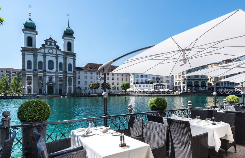 Ausblick von der Terrasse des Restaurants Balances.