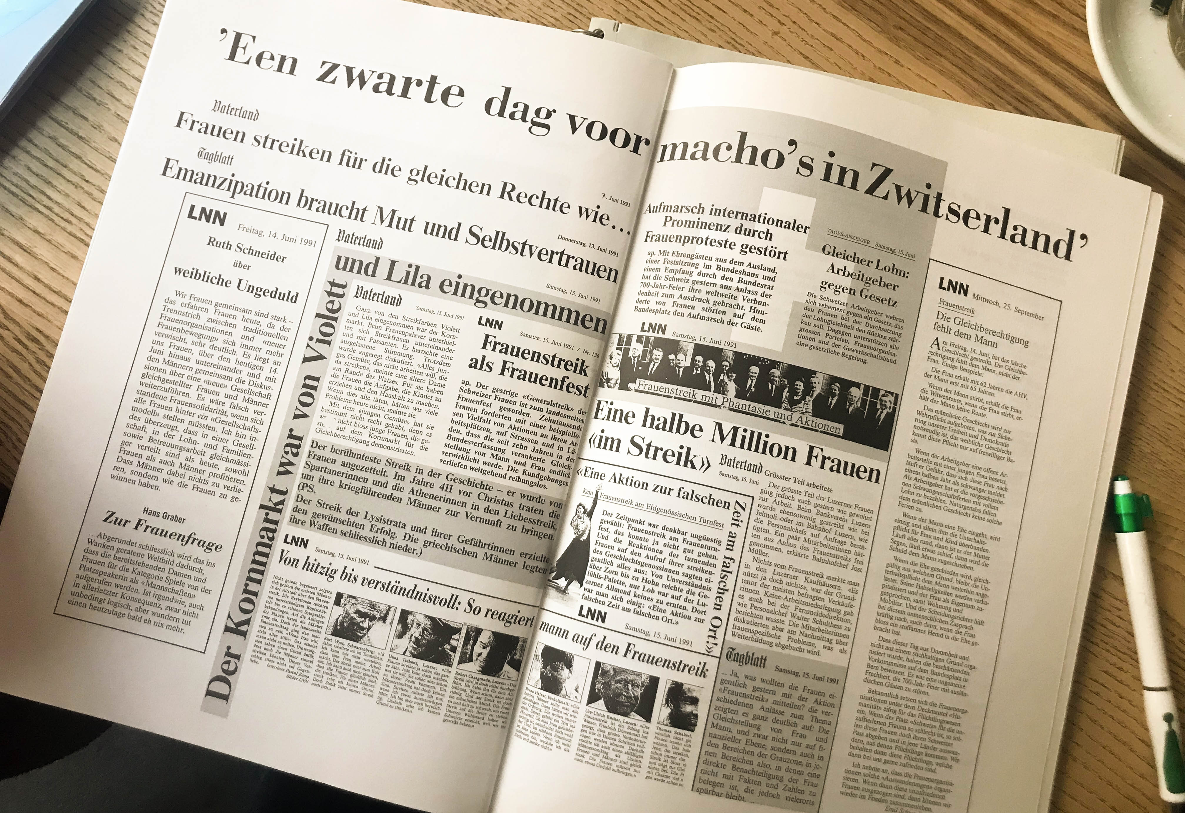 Zeitungsberichte nach dem Frauenstreik 1991.