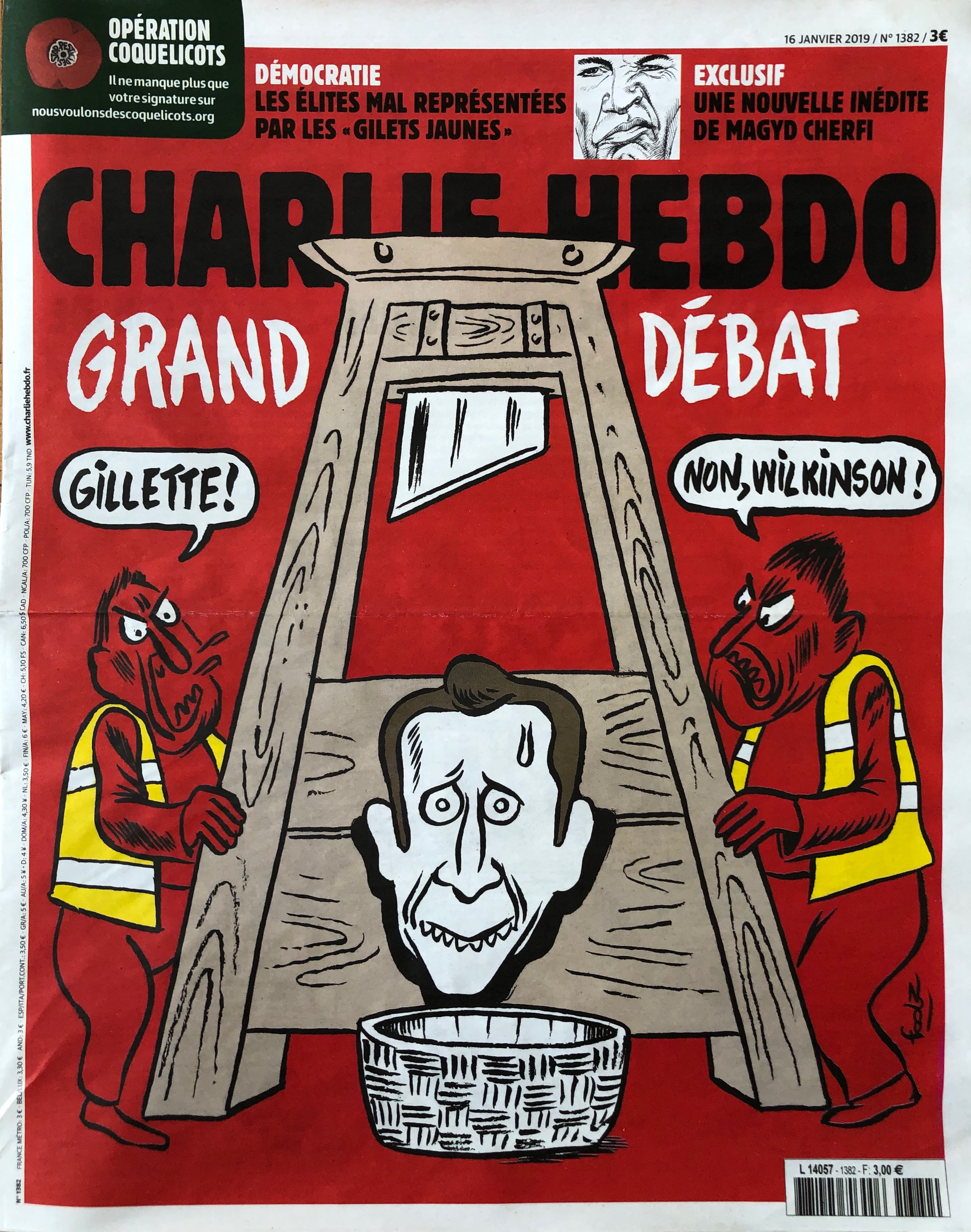 Titelblatt Charlie Hebdo, Nr. 1382, 16. Januar 2019, Privatbesitz
