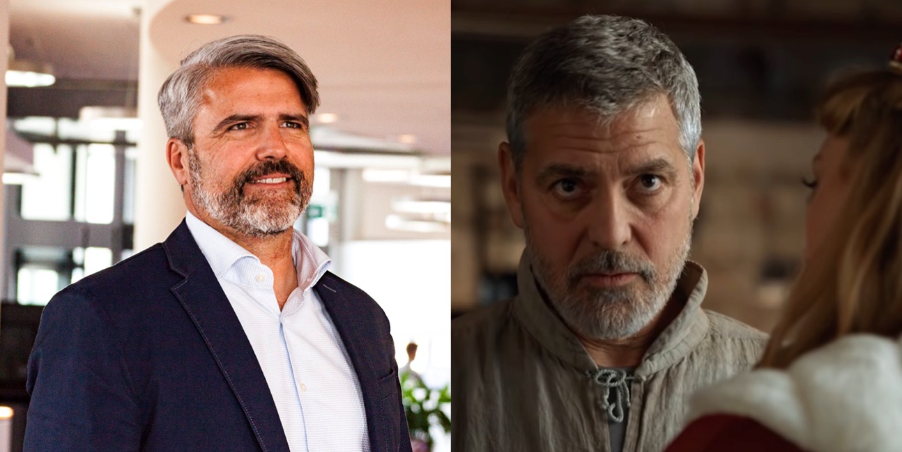 Der Luzerner FDP-Mann Damian Hunkeler und der Hollywood-Beau George Clooney.