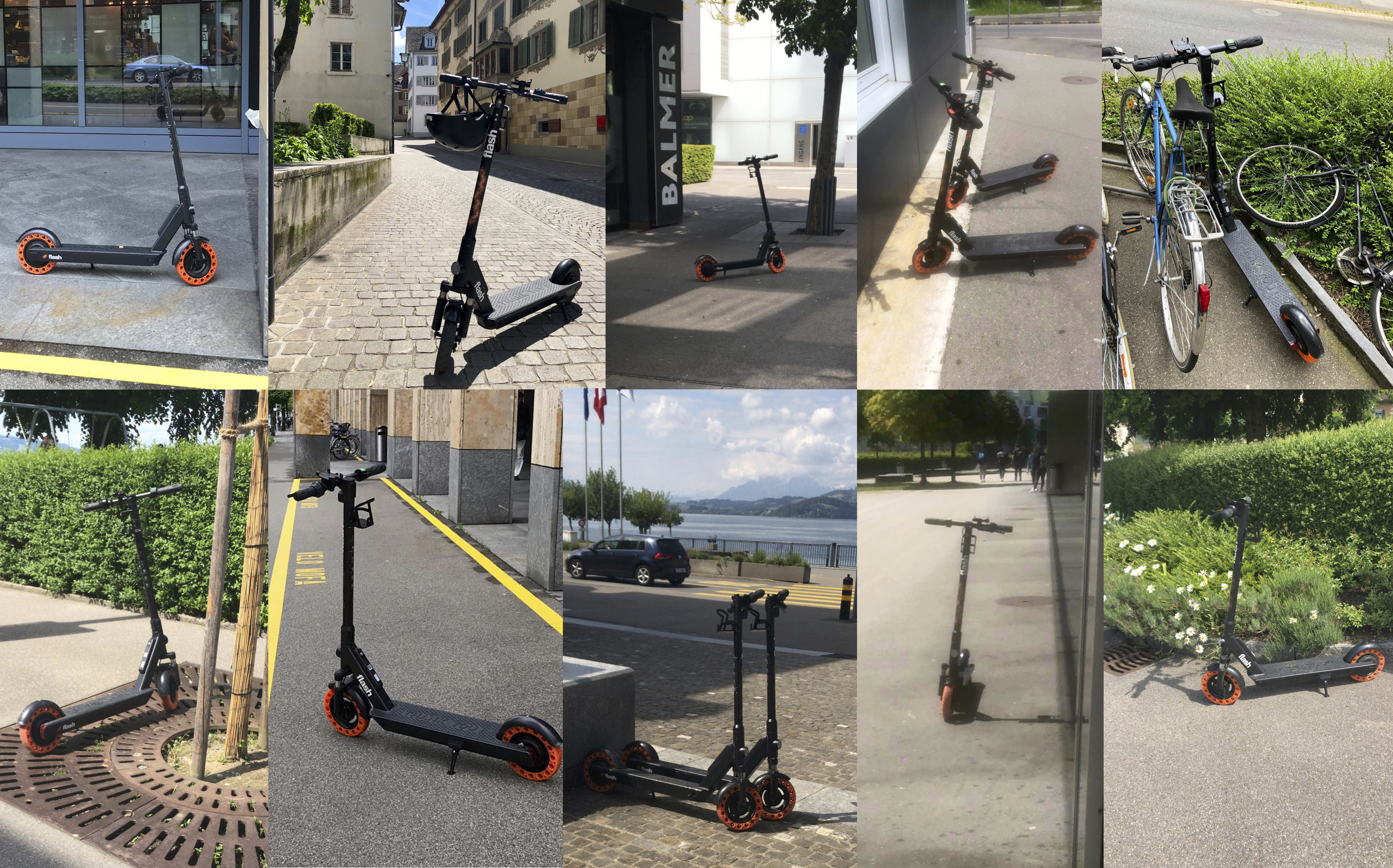 Die E-Scooter von Flash sind überall in der Stadt Zug anzutreffen.