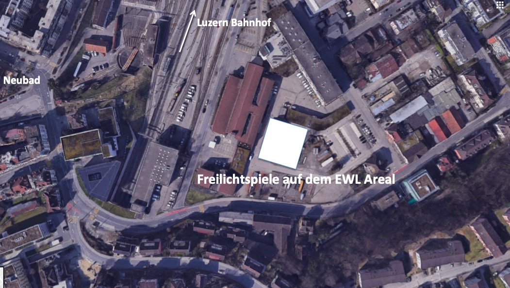 Das Areal hinter dem EWL Gebäude an der Industriestrasse wird diesen Sommer zur Kulisse für die Freilichtspiele Luzern.