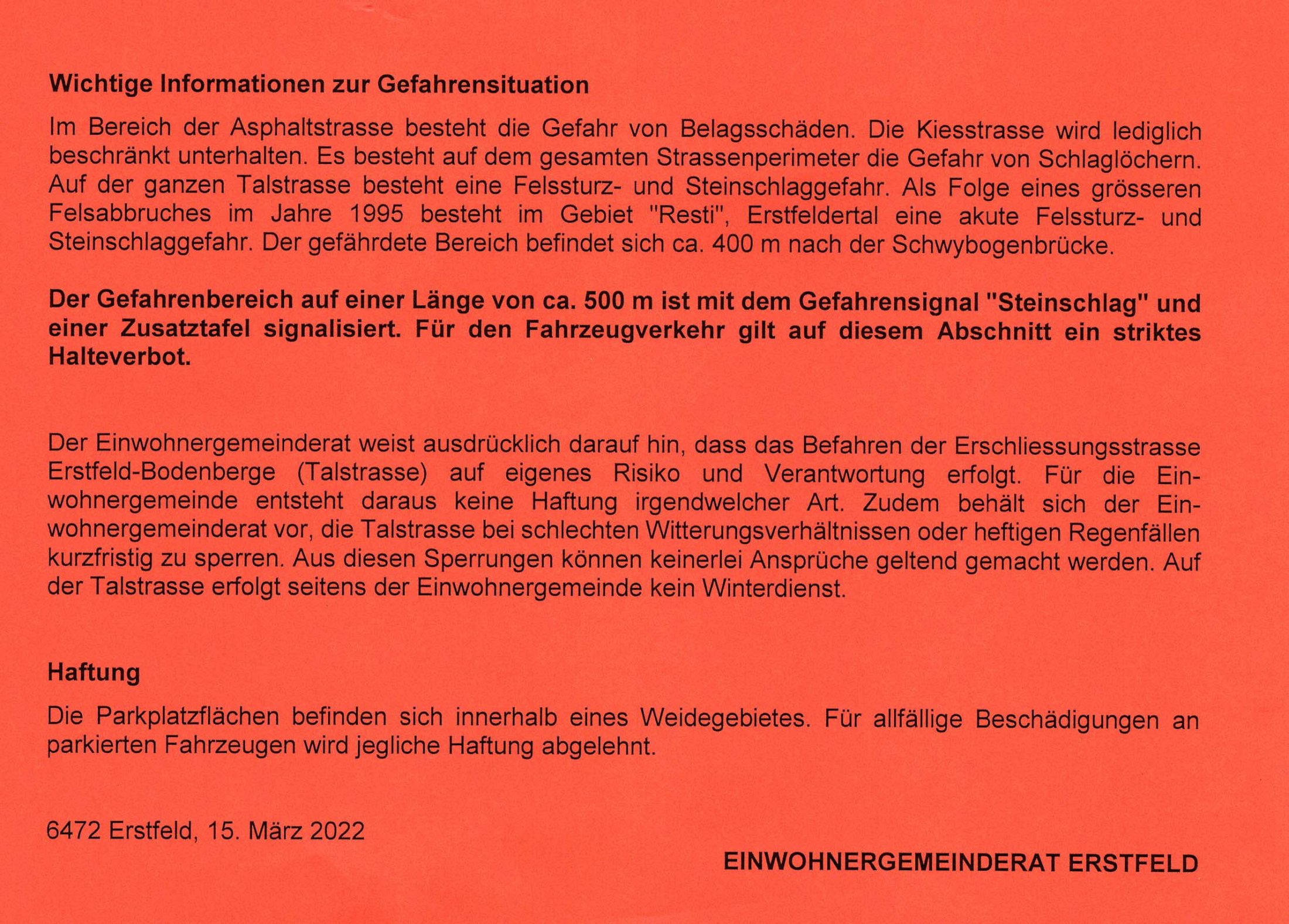 Fahrbewilligung-Erstfeld-Bodenberg-Warnung